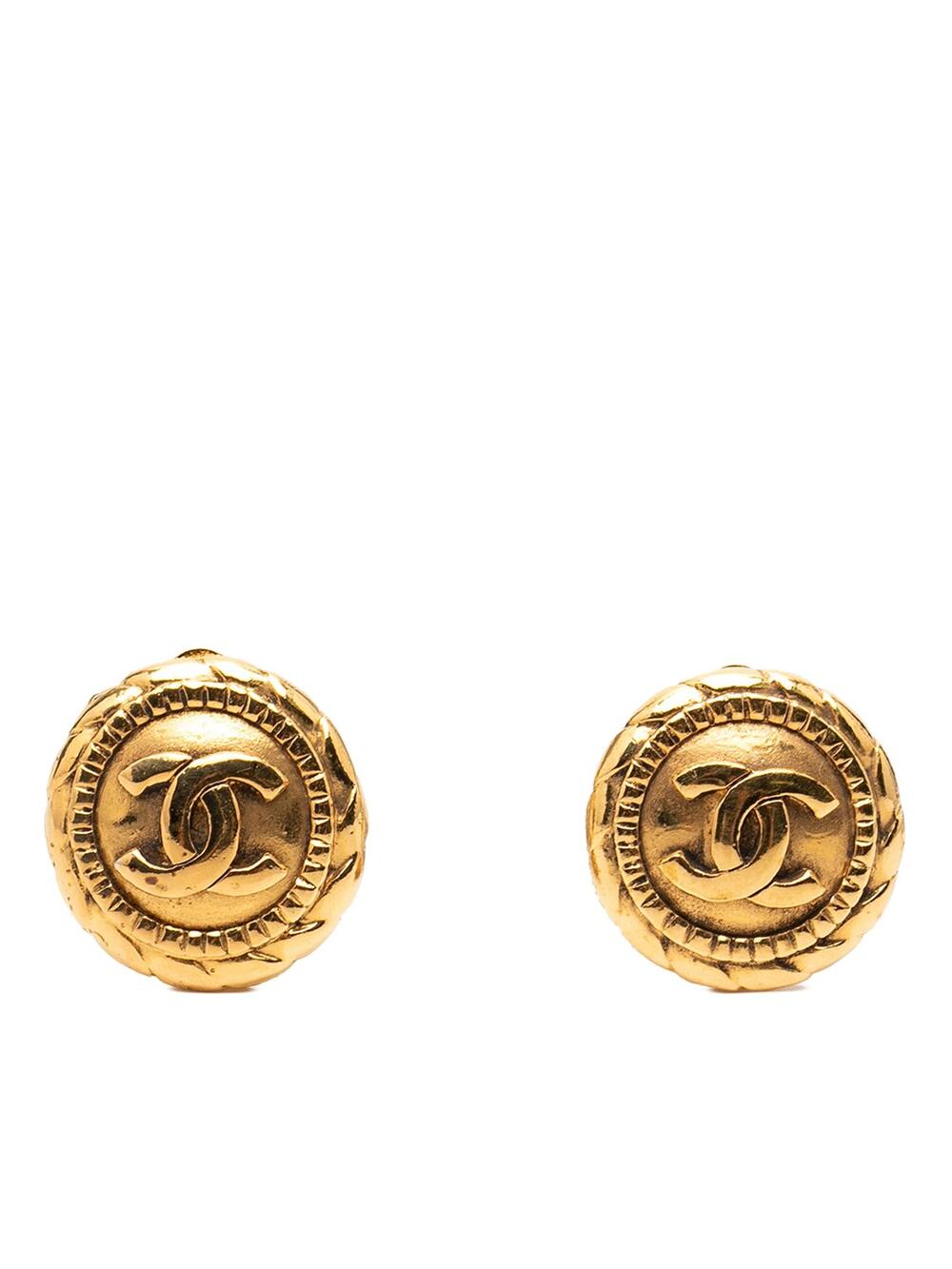 Chanel Gold Plated Cc Round Clip On #293844C44B